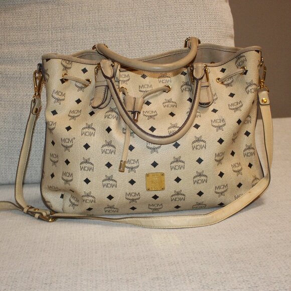 MCM Visetos Beige Shoulder Bag - Picture 1 of 8